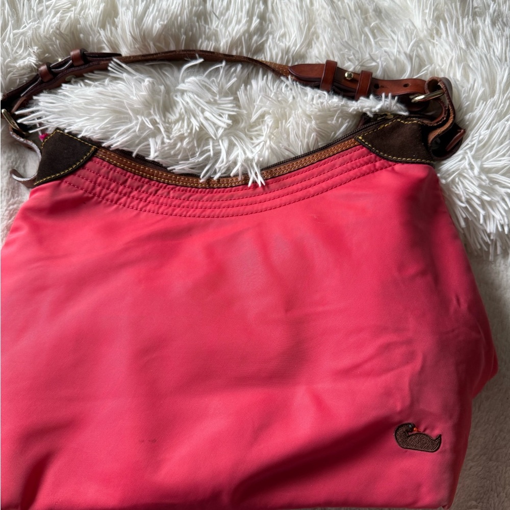 Dooney & Bourke Pink and Brown Shoulder Bag. Nylon in excellent condition